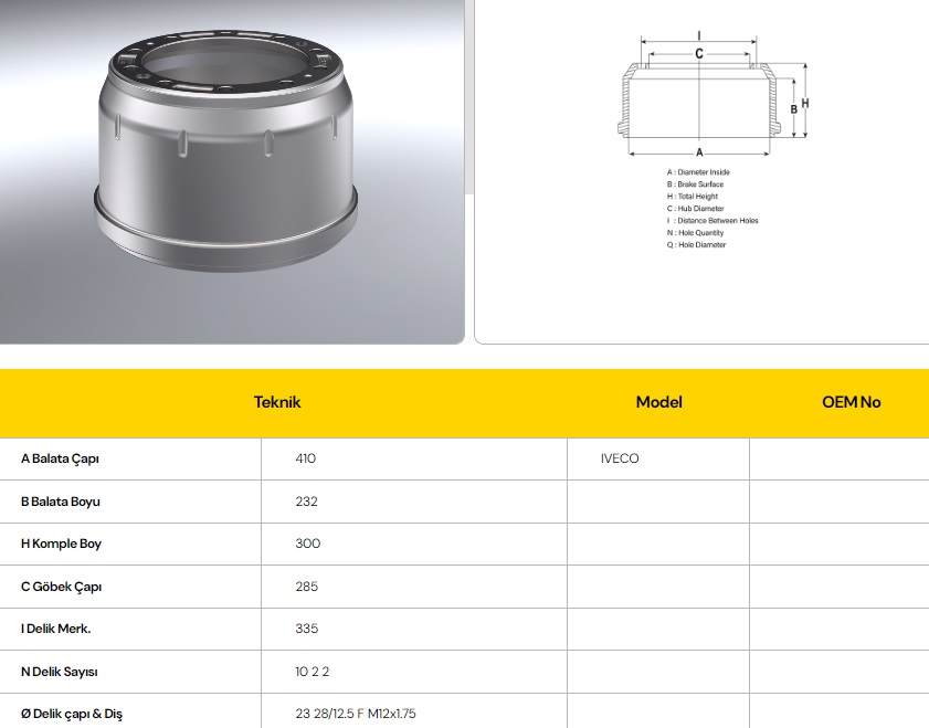 FREN KAMPANASI İVECO TRAKKER UZUN